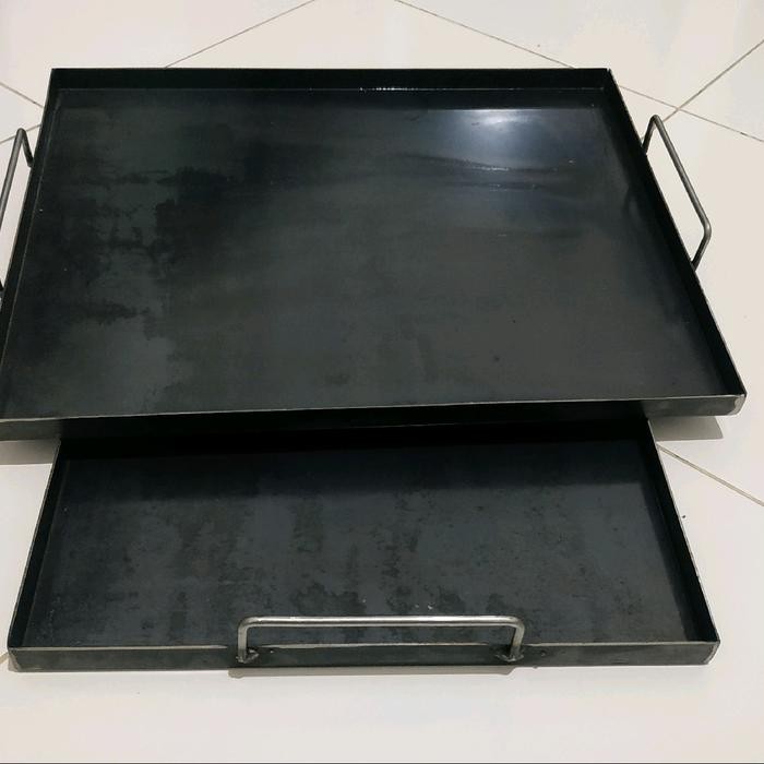 PREMIUM WAJAN ROTI BAKAR WAJAN DATAR 35X45X2 penggorengan kotak baja Hitam Baja Kitchenware