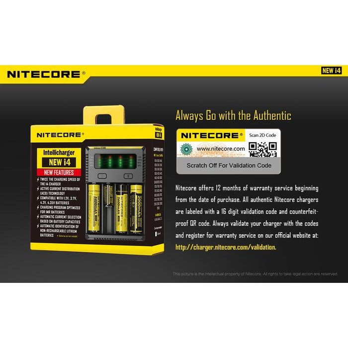 NITECORE Intelli Charger i4 - Charger Nite Core 4 Slot Casan Baterai Charger Nitecore i 4