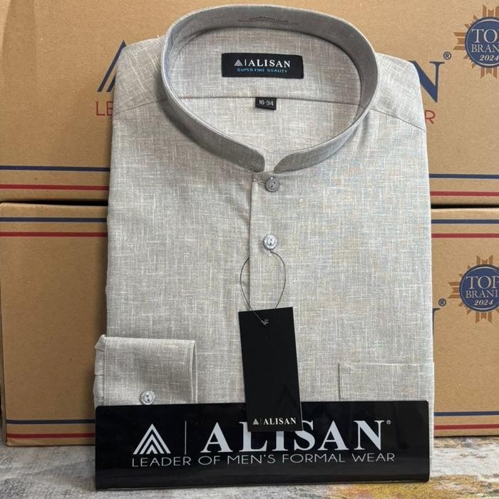 Kemeja Alisan Koko Sanghai Lengan Panjang Pria patr