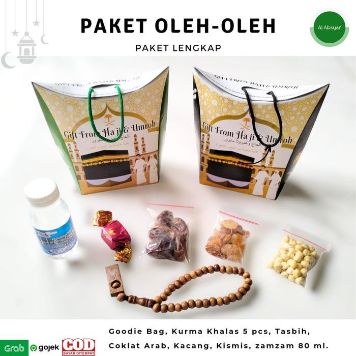 

New Paket Oleh Oleh Haji dan Umroh Goody Bag Kismis Kurma Zamzam Coklat