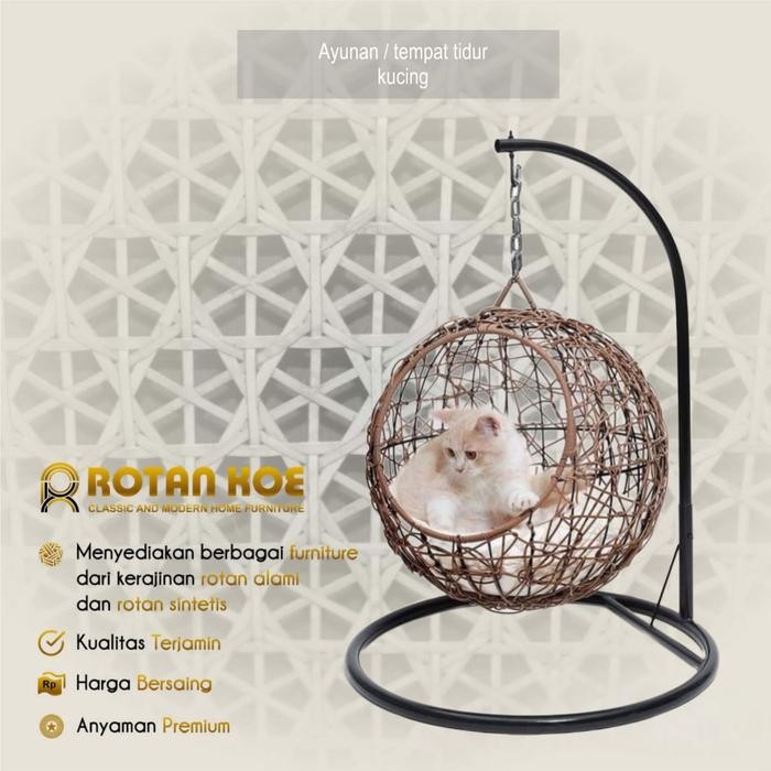 PREMIUM Ayunan Kucing Rotan Sintetis / Rumah Kucing / Tempat Tidur kucing
