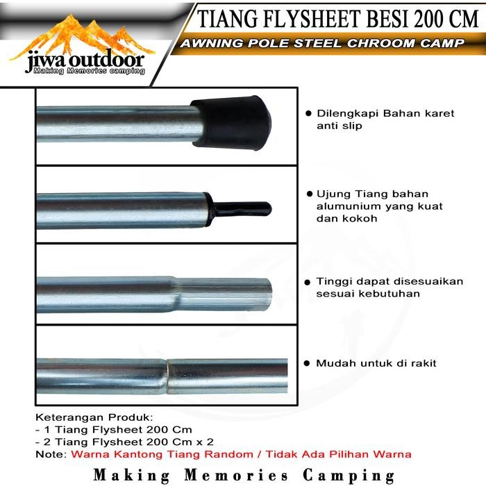PREMIUM Tiang flysheet / tiang kanopi tenda / pilar tenda / 2 meter / besi