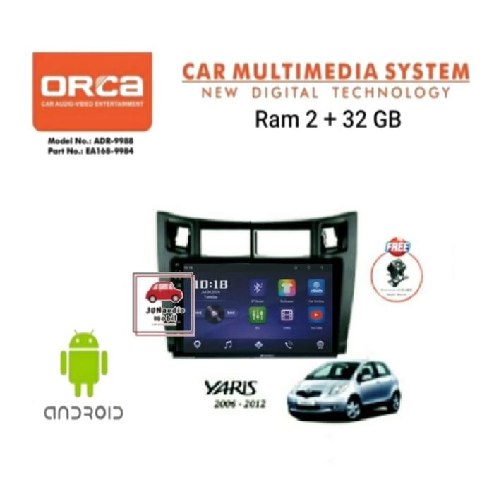PREMIUM Head Unit Android Orca Eco 9 Inch OEM Yaris Bakpao 2005 Up + Kamera