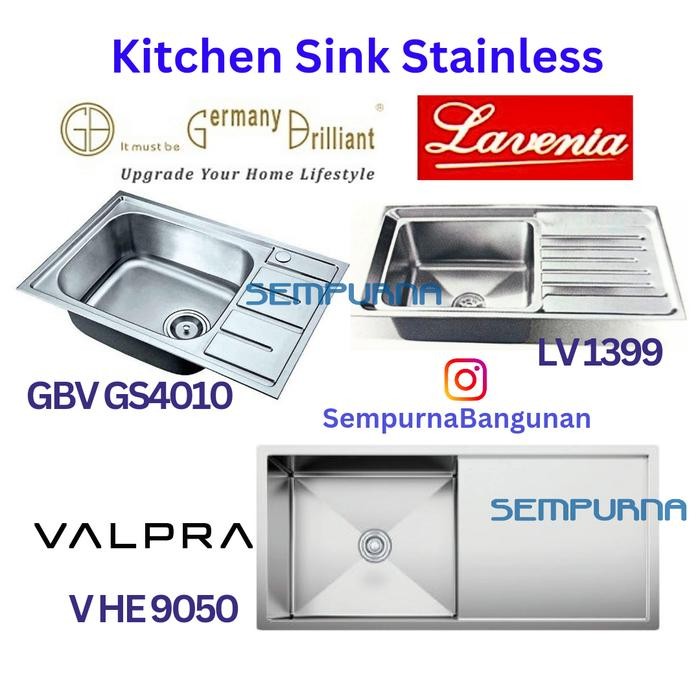 PREMIUM Kitchen sink bak cuci piring stainless Germany Brilliant GBVGS4010