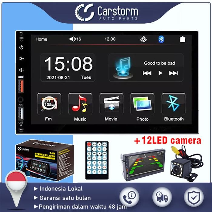PREMIUM Carstorm 7 Inci Radio Mobil Double Din Head Unit Mobil Audio Player Layar Sentuh Stereo