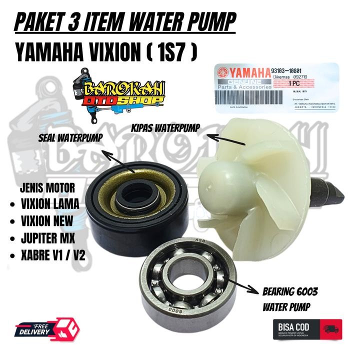 Paket Komplit Kipas Waterpump Vixion Jupiter Mx Seal + Kipas + Bearing 6000 Jupiter Mx New 135 / Mx