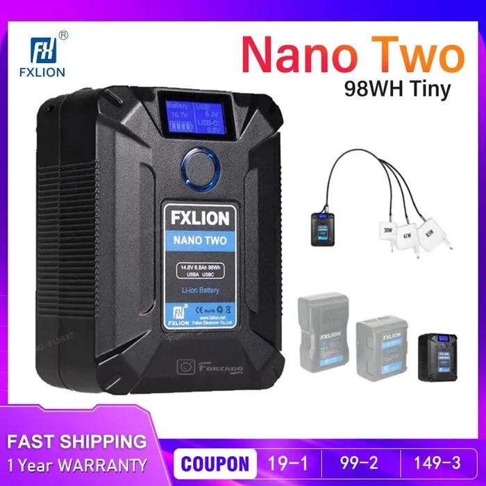 Fxlion Nano Two 98WH Tiny V-Mount/V-Lock Batterij Met Type-C D-Tap
