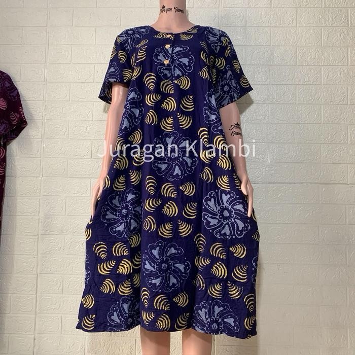 Daster Bobok Kencana Ungu Label Coklat Busui Adem Nyaman Wanita Lembut Panjang - Lingkar Dada 120cm