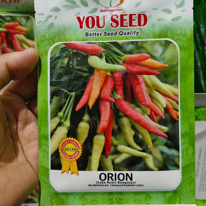 Terlaris- Benih Cabe Orion 10 Gram Cabai Rawit Putih Berdompol Berangkai You Seed Rawet Setan Hijau