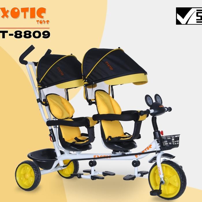 Sepeda Anak Roda 3 Exotic ET-8811 Boncengan Anak Kembar Double Seater