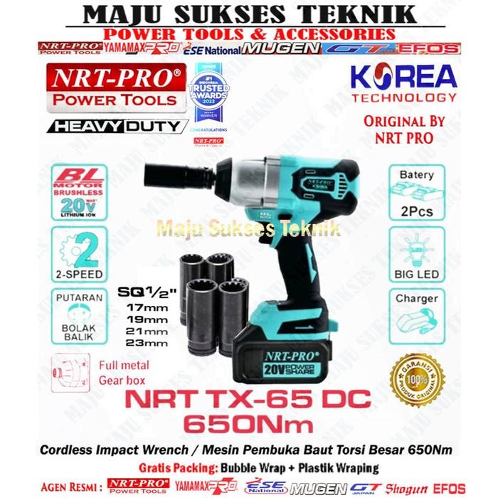 CORDLESS IMPACT WRENCH NRT PRO TX 65 DC MESIN PEMBUKA BAUT BATERAI