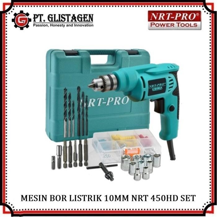 Mesin Bor Tangan Listrik 10Mm Set Mata Bor Komplit Nrt Pro 450 Hd Set