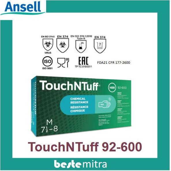 Ansell 92-600 TouchNTuff Nitrile Sarung Tangan Nitrile Safety Glove