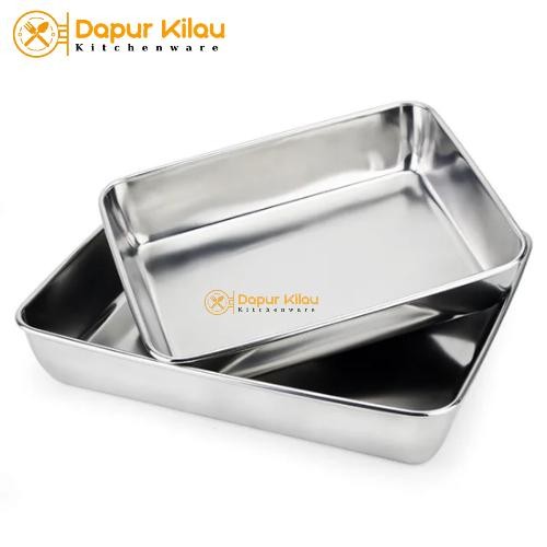 NAMPAN STAINLESS TEBAL LOYANG PERSEGI BAKING TRAY TINGGI 6 CM