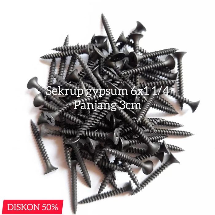 Sale Sekrup Gypsum 6X1 1/4 Panjang 3Cm Isi 500Pcs Sekrup Gypsum 3Cm 6X1 / 6X 1 1/4 Isi 500Pcs Sekrup