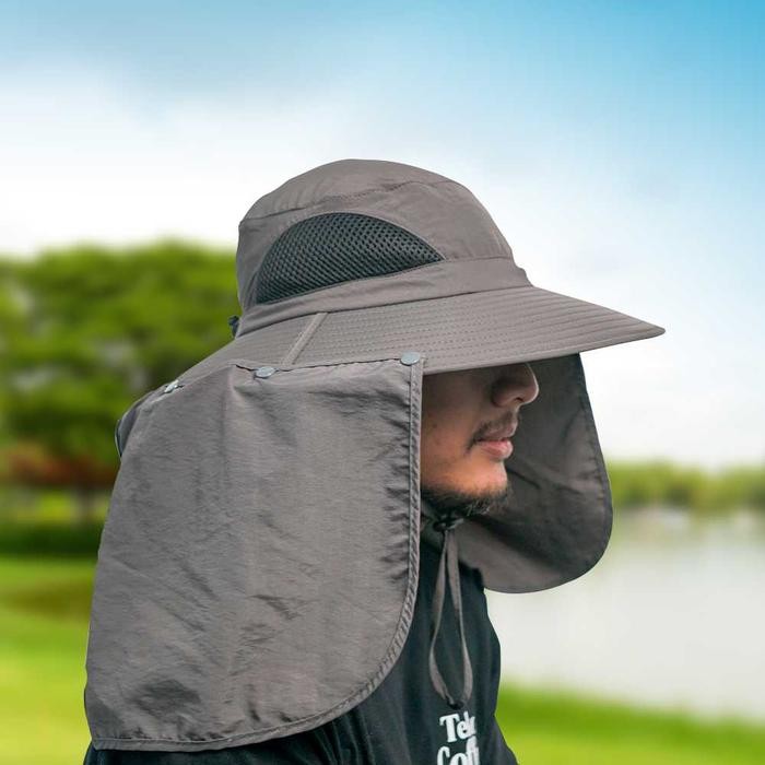 DISKON Topi Mancing Berkebun Travel Pelindung Leher Anti Panas Waterproof