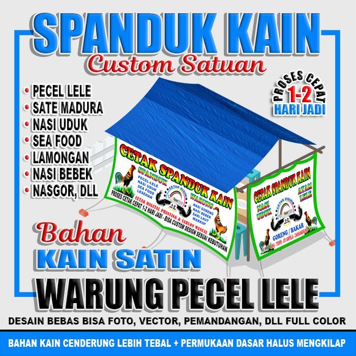 DISKON CETAK SABLON SPANDUK KAIN WARUNG PECEL LELE SATE MADURA KAIN SATIN READYY