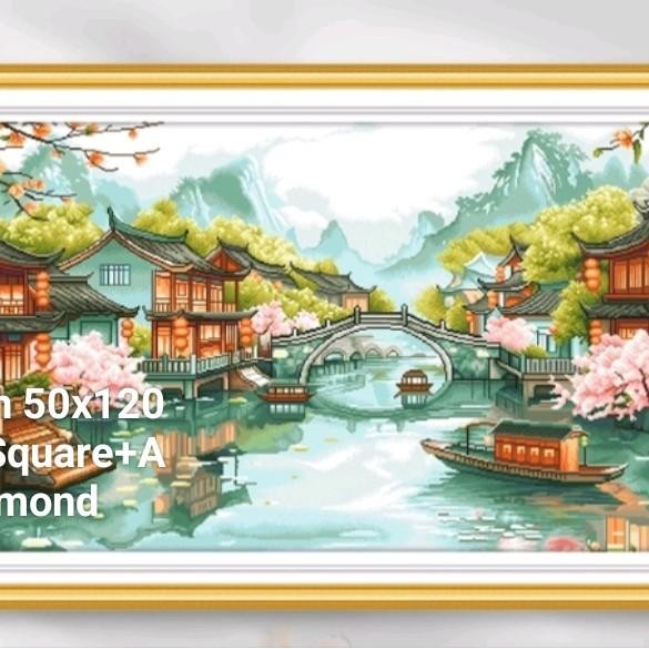 

READY STOK DIAMOND PAINTING PREMIUM JUMBO 50X120 + AB DRILL READYY