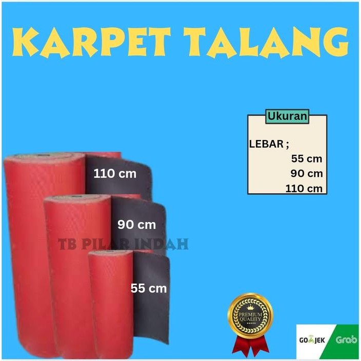 KARPET TALANG AIR 55CM 90CM 110CM KARPET TALANG MERAH HITAM - 1 METER