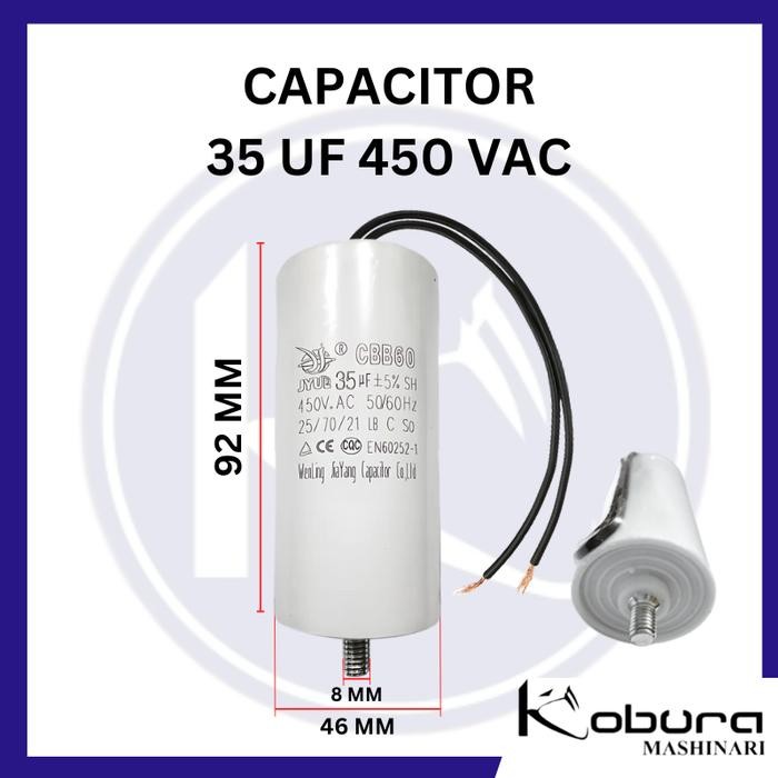 Capacitor CBB60 Kapasitor 35 UF 450 VAC Baut Untuk Mesin Elektromotor Kompressor Angin Portable