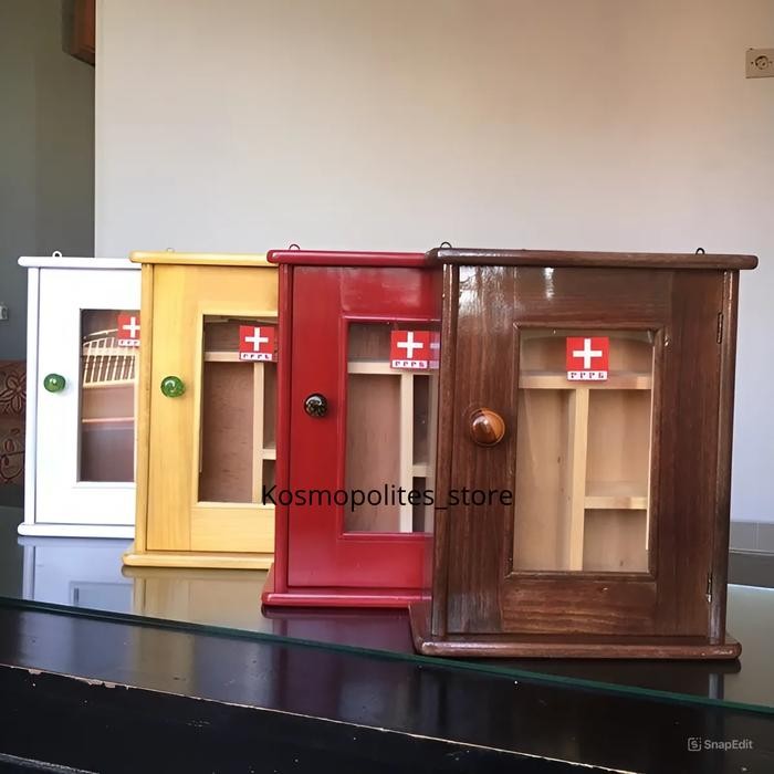 Kotak Obat Kayu Kayu Premium,Kotak Obat P3K Dinding,Termurah,Finishing Glossy