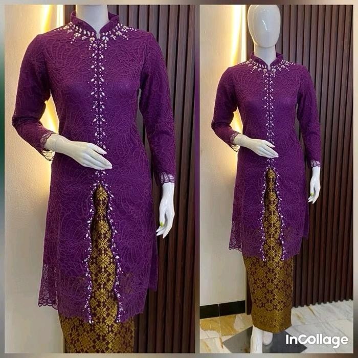 Setelan kebaya brokat sanghai seragaman pesta brokat wisuda Kebaya Brokat Busui Kebaya Lamaran Baju