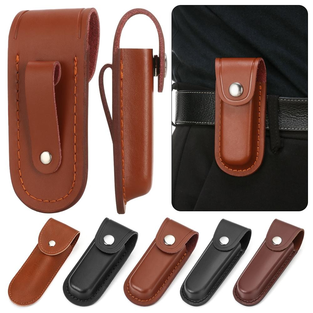 Brown Fold Knife Scabbard Tool Flashlight Belt Loop Case Holder