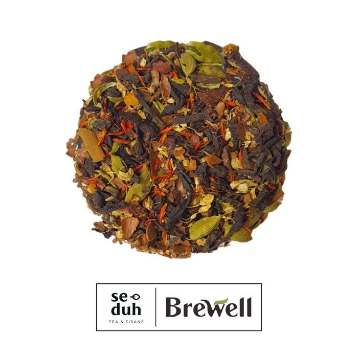 

PU ERH CHOCO CHAI Tea Blend - Puerh with Cacao Husk, Ginger and spices