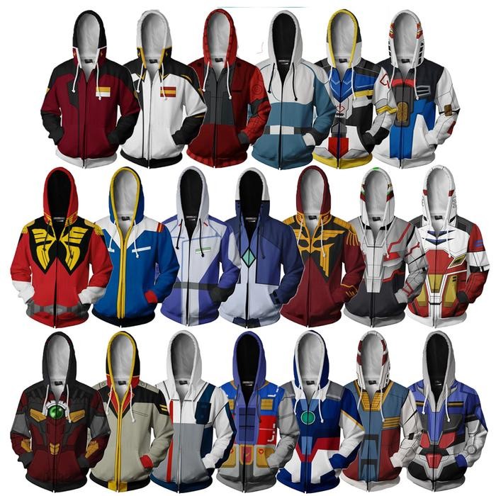 Jaket Gundam Hoodie Zipper Anime Pria Jacket Mobile Suit Gundam