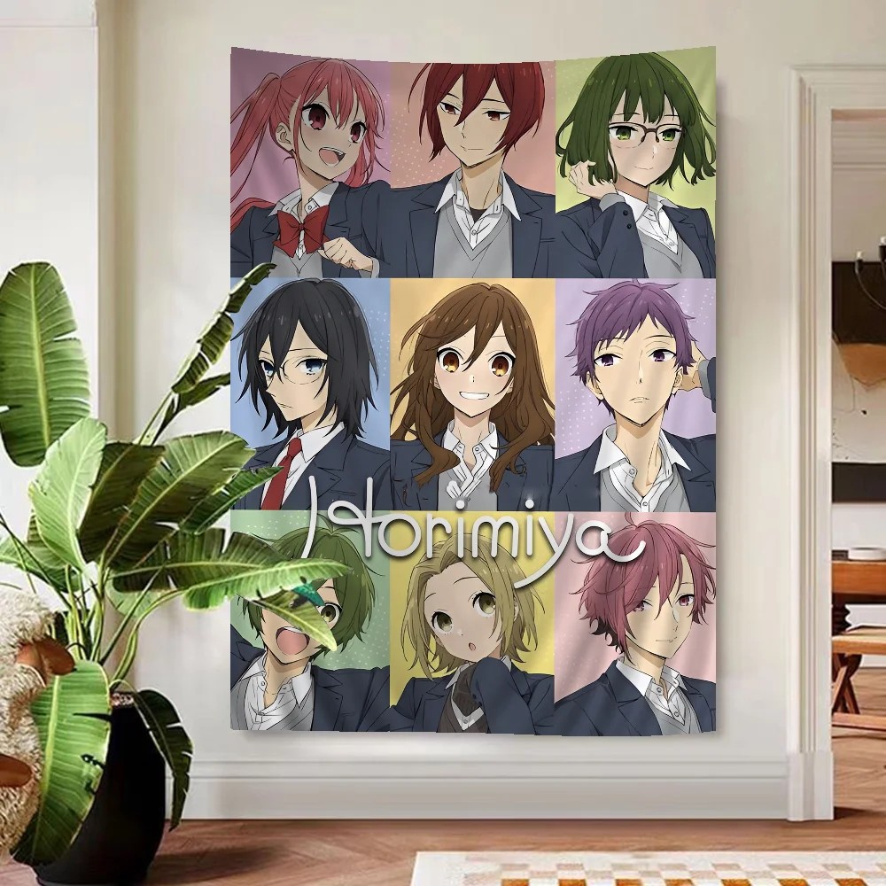 Anime Horimiya Tapestry Art Printing Japanese Wall Tapestry Anime Wall Hanging Home Decor