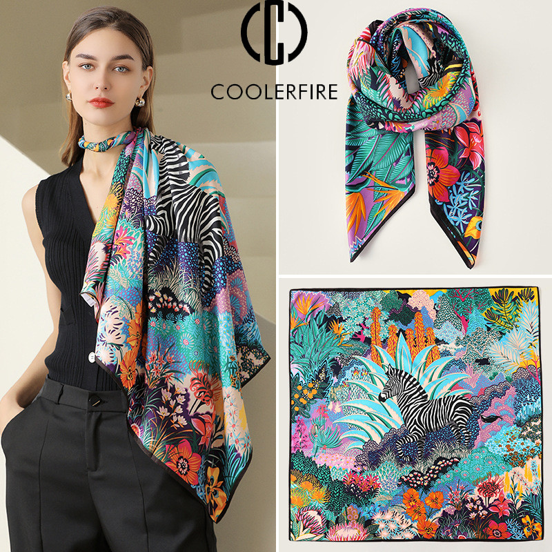 90X90Cm Women'S Summer Scarf Satin Scarf Elegant Woman Scarf Woman Neck Scarves Women Luxury Brand