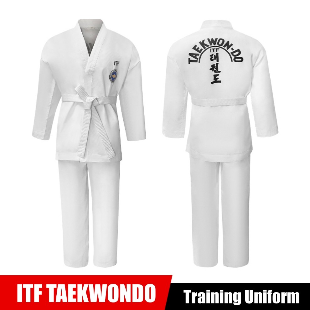 Professional ITF Taekwondo Uniform Adult Children TKD Dobok Embroidery Pattern White Student Suit