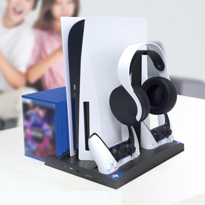 Populer Ps5 Stand Ipega Cooling Fan / Rak + Charging Stik