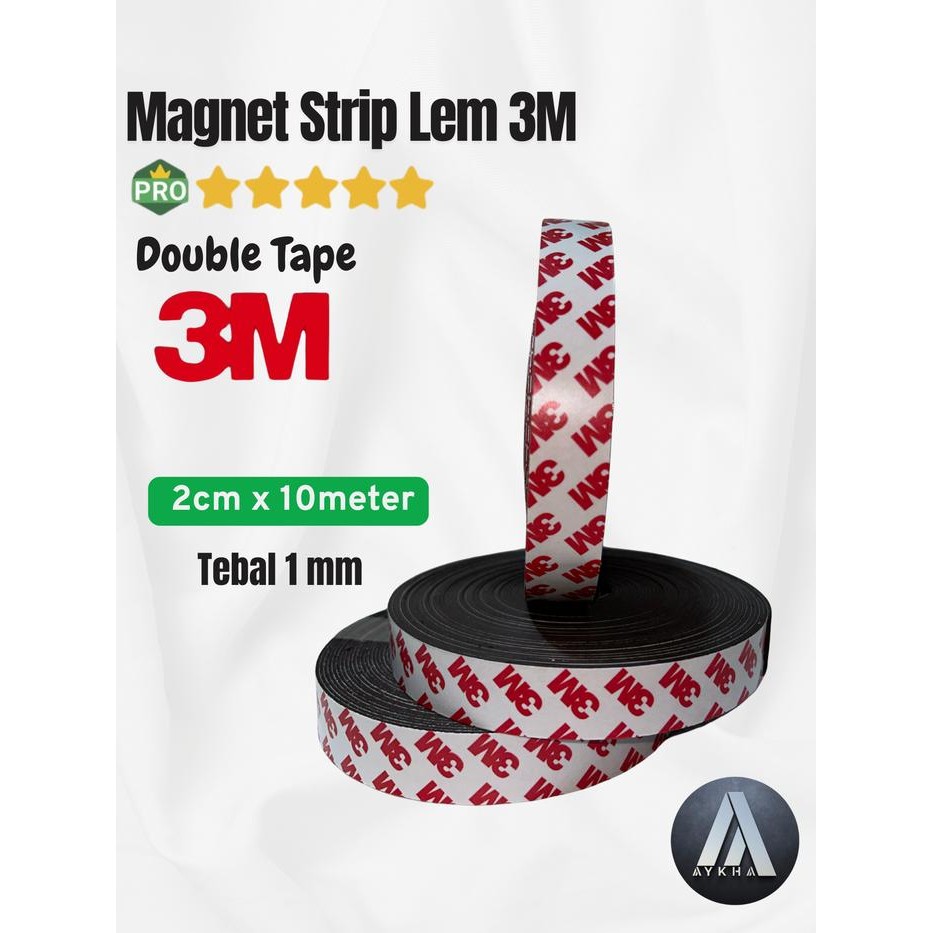 

Magnet Strip Karet Lem Double Tape 3M Tissue Roll Gulungan 10 Meter X 2 Cm Tebal 1Mm