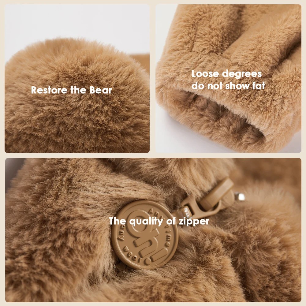 

OhSunny New Autumn and Winter Clothes Women Hooded Soft Cute Bear Ear Plush Coat Women Loose Warm