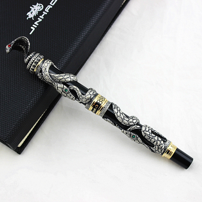 

High Quality Jinhao Metal Snake Pen Luxury Calligraphy Ink pen Cobra 3D Pattern Gift 0.7 Nib Office