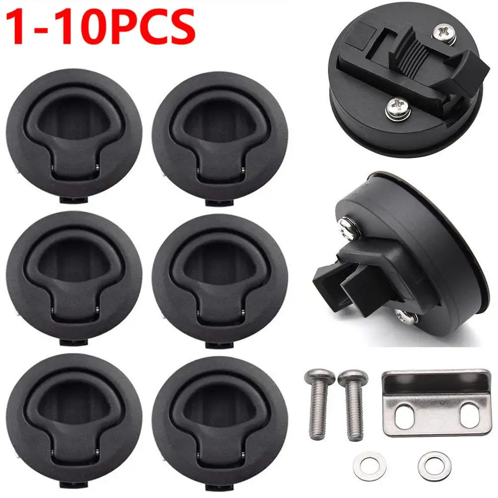 

1-10PCS Round Flush Pull Slam Latch for RV Boat Marine Deck Hatch Replacement Lift Pull Handle