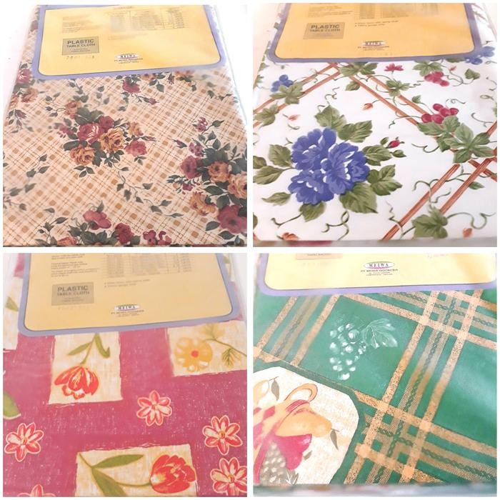 Taplak Meja Makan Plastik Motif Kotak Kursi 6 Meiwa