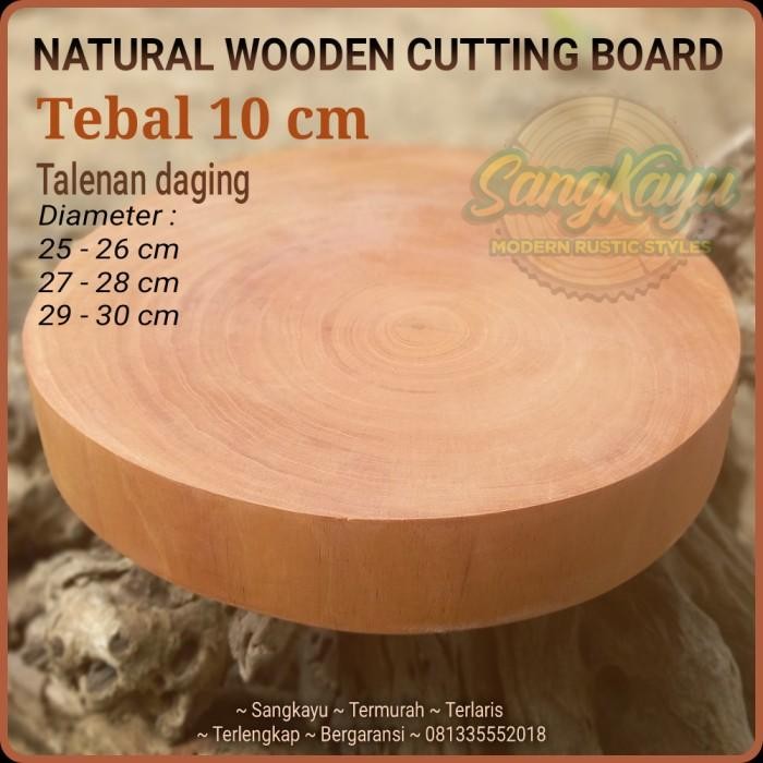 Allthebest Talenan daging besar tebal 10 cm talenan kayu bulat talenan besar kayu