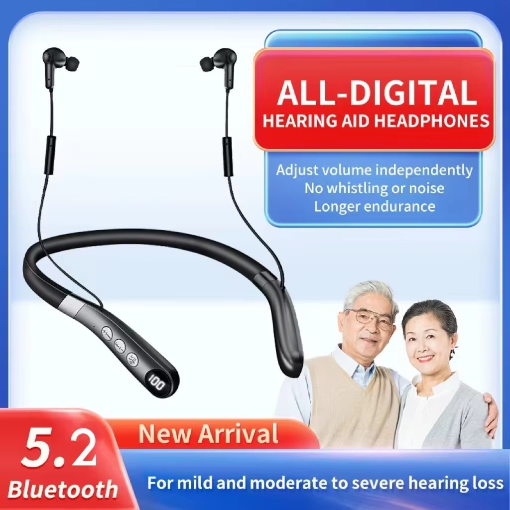 Bluetooth noise cancelling hearing aids; Speaker neck worn headphones hearing aids, hearing loss, mu