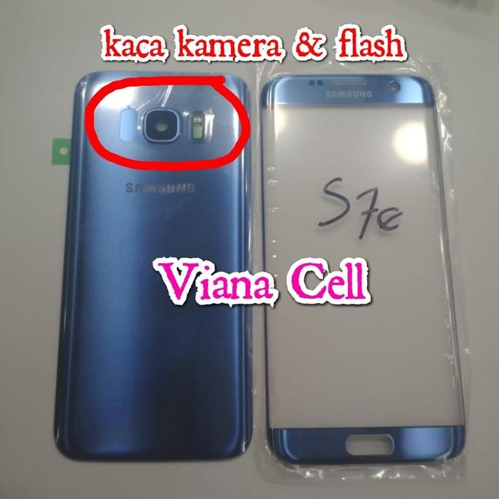 Kaca Depan Lcd Back Door Backdoor Cover Samsung S7 Edge Blue Coral Ori