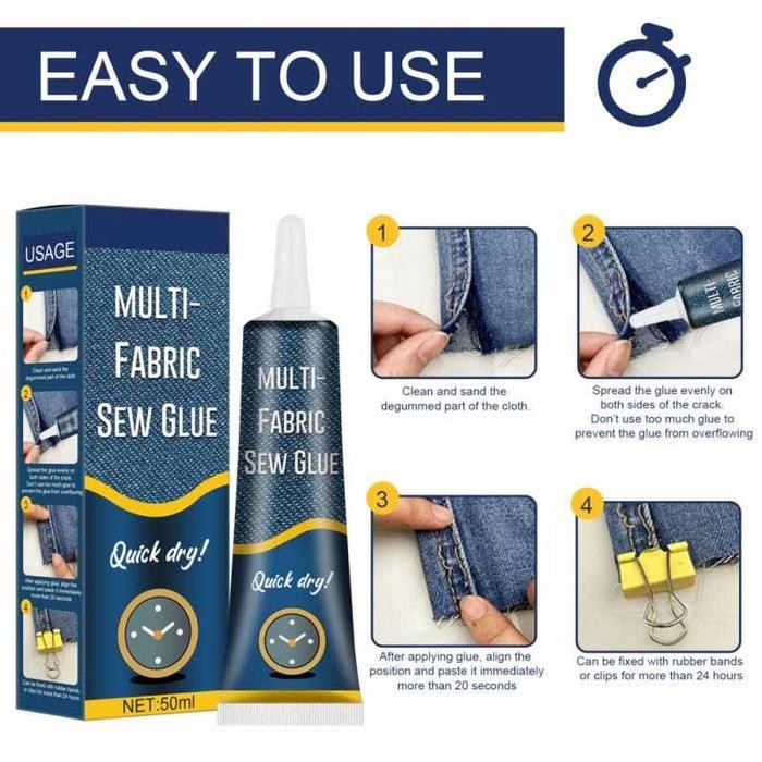 

Cairan Liquid Lem Perekat Kain Kulit Jeans Dompet Jok Mobil Sew Glue 50Ml - N256