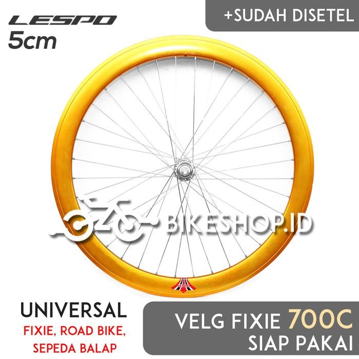 Wheelset Velg Sepeda Uk 700c 5cm Alloy Depan / Belakang Rims Roda Siap Jadi Fixie Balap Road Bike