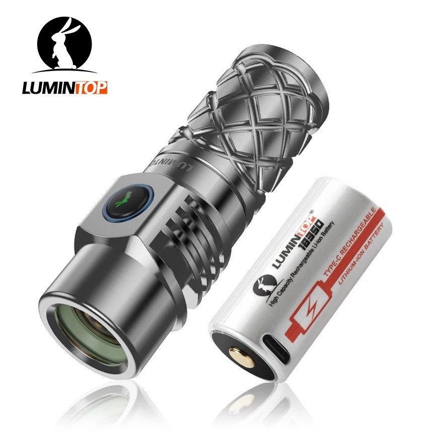 Lumintop THOR Titanium Mini LEP Flashlight 18350 Long Distance 700 Meters Torch Light by 18350 Batte