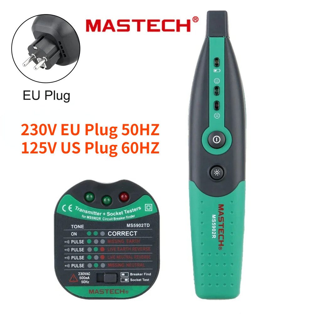 MASTECH MS5902 soket Tester, penemu pemutus sirkuit otomatis spesifikasi EU US 220V/110V dengan sent