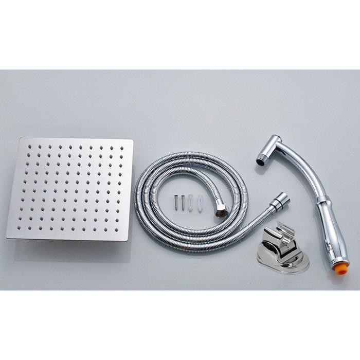 Salee Paket Shower Rainfall Gagang Kepala Head Selang Bracket Kotak 8 Inch