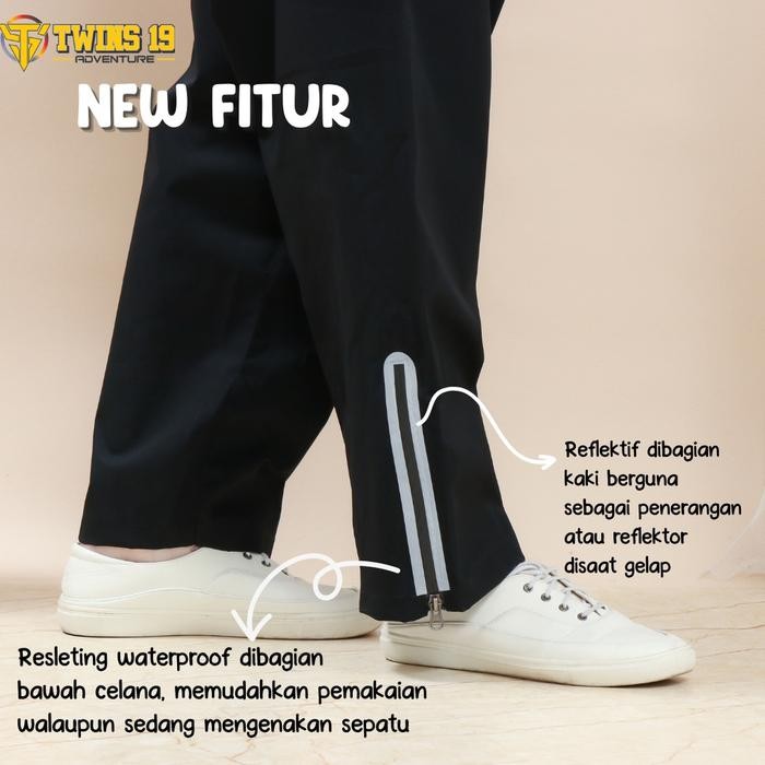 (Allthebest) Jas Hujan TWINS19 Jas Hujan Saku Kangguru Pria Wanita Dewasa Anti Air