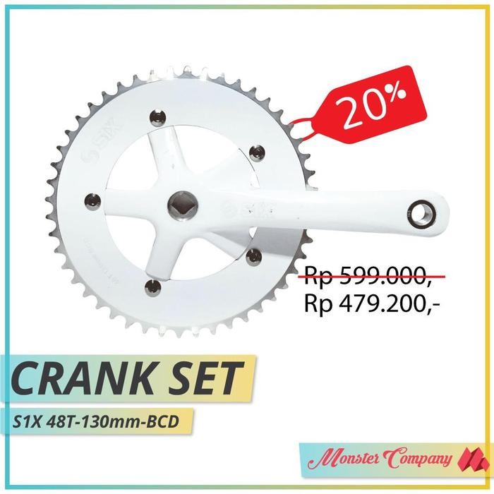 Menarik Crank Set S1X Bcd 130 165Mm 48T White