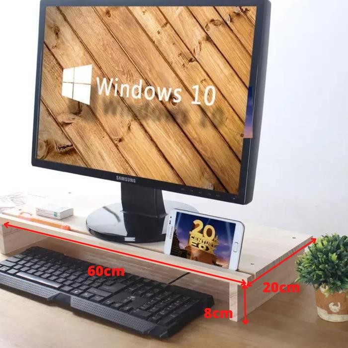 JTTOP" MONITOR STAND KAYU, DUDUKAN MONITOR, RAK MONITOR DILENGKAPI DUDUKAN HP
