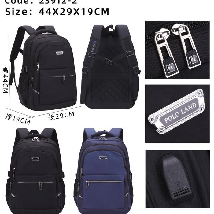 JTTOP" POLO LAND RANSEL PRIA WANITA IMPORT ANTI AIR BAHAN BALON BACKPACK LAPTOP
